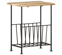 Bois de Manguier Solide Porte-revues Acier Magazine Table d'Appoint vidaXL