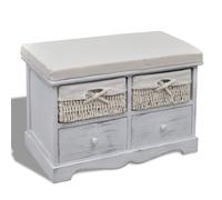 Bois de Paulownia Banc de Rangement Blanc Coffre de Stockage Entrée vidaXL