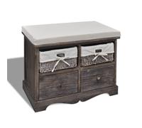 vidaXL Banc de rangement Marron 62x33x42 cm Bois de paulownia