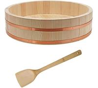 Bois De Pin Hangiri Sushi Riz Mélangeur Baignoire Bol De Riz Sushi Sushi en Bois Japonais Hangiri Sushi Oke Tonneau De Riz Y Compris Cuillère en Bois 12 Tailles Choisir,serene16, 52x14cm