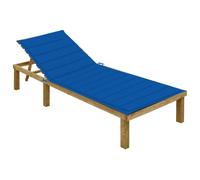 Bois de Pin Imprégné Chaise Longue avec Coussin Gris Bain de Soleil vidaXL