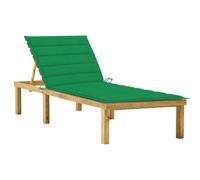 Bois de Pin Imprégné Chaise Longue avec Coussin Bain de Soleil d'Extérieur Chaise Longue de Patio Transat de Terrasse Jardin Plage Vert