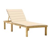 Bois de Pin Imprégné Chaise Longue avec Coussin Rouge Bain de Soleil vidaXL