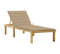 Bois de Pin Imprégné Chaise Longue avec Coussin Rouge Bain de Soleil vidaXL