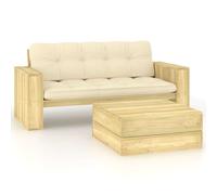 Vidaxl Salon De Jardin 2 Pcs Avec Coussins Bois De Pin Imprégné