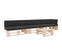 Vidaxl Salon De Jardin Palette 4pcs Avec Coussins Bois De Pin Impr¿¿Gn¿¿
