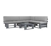 Bois de Pin Imprégné Salon de Jardin Palette 6pcs avec Coussins Patio vidaXL