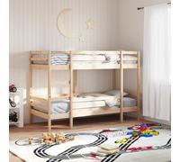 Bois de pin massif avec garde corps escamotable Brun 80 x 200 cm | Lit superposé bois pin massif 80x200 cm sans matelas robuste échelle sécurité chambre enfant