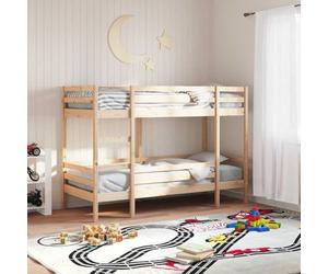 Bois de pin massif avec garde corps escamotable Brun 80 x 200 cm | Lit superposé bois pin massif 80x200 cm sans matelas robuste échelle sécurité chambre enfant