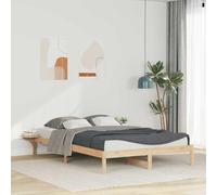Bois de pin massif avec tables de chevet Naturel 160 x 220 cm Marron | Cadre de lit avec tables de chevet Naturel 160 x 220 cm en Pin Massif Moderne Plateforme Lit Plateforme avec Rangement pour