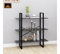 Bois de Pin Massif Bibliothèque à 3 Niveaux Noir 100x30x105 cm Etagère vidaXL