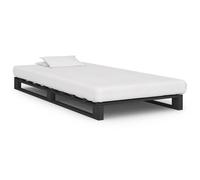 vidaXL Cadre de Lit de Palette Sommier à Lattes Lit Simple Lit Adulte Cadre à Lattes Chambre à Coucher Maison Gris 90x200 cm Bois de Pin Massif Gris G