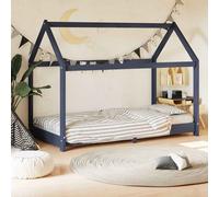 Bois de Pin Massif Cadre de Lit d'Enfant Gris 80x160 cm Cabane Chambre vidaXL