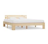 Bois de Pin Massif Cadre de Lit Gris 100x200 cm Sommier à Lattes Adulte vidaXL