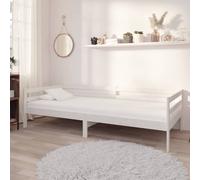 Bois de Pin Massif Lit avec Matelas 90x200 cm Blanc Lit d'Invité Simple vidaXL