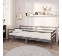 Bois de Pin Massif Lit avec Matelas 90x200 cm Gris Canapé-lit Simple vidaXL