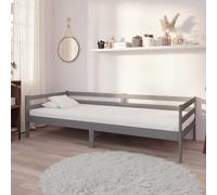 Bois de Pin Massif Lit avec Matelas 90x200 cm Gris Simple Canapé-lit vidaXL