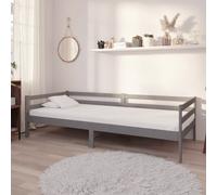 Bois de Pin Massif Lit avec Matelas 90x200 cm Gris Simple Canapé-lit vidaXL