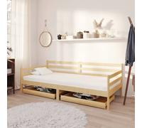 Bois de Pin Massif Lit avec Tiroirs 90x200 cm Blanc Simple Canapé-lit vidaXL