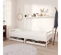 Bois de Pin Massif Lit avec Tiroirs 90x200 cm Blanc Simple Canapé-lit vidaXL