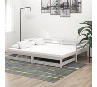 vidaXL Lit coulissant 2x(90x200) cm Blanc Bois de pin massif