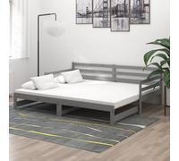 Bois de Pin Massif Lit Coulissant Noir 2x(90x200) cm Lit d'Invité vidaXL