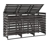 Bois de Pin Massif Peint Abri de Poubelle Triple Cache-poubelle Jardin vidaXL