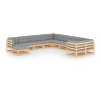 Vidaxl Salon De Jardin 11 Pcs Avec Coussins Bois De Pin Massif