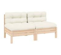 Bois de Pin Massif Salon de Jardin 3 pcs avec Coussins Blanc Mobilier vidaXL