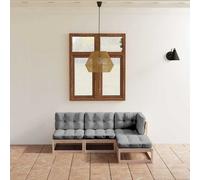 Bois de Pin Massif Salon de Jardin 4 pcs avec Coussins Patio Extérieur vidaXL