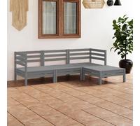 Bois de Pin Massif Salon de Jardin 4 pcs Blanc Mobilier Extérieur Patio vidaXL