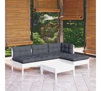 Bois de Pin Massif Salon de Jardin 5 pcs avec Coussins Crème Mobilier vidaXL