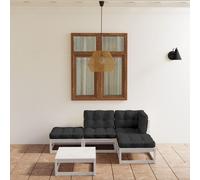Bois de Pin Massif Salon de Jardin 5 pcs avec Coussins Extérieur Patio vidaXL