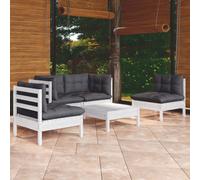 Bois de Pin Massif Salon de Jardin 5 pcs avec Coussins Mobilier Patio vidaXL