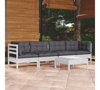 Bois de Pin Massif Salon de Jardin 5 pcs avec Coussins Mobilier Patio vidaXL