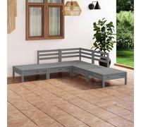 vidaXL 5-delige Loungeset massief grenenhout grijs3082639 Gris G