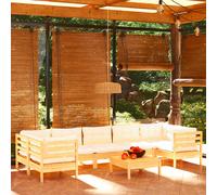 Bois de Pin Massif Salon de Jardin 8 pcs avec Coussins Gris Mobilier vidaXL