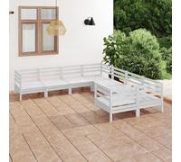 Vidaxl Salon De Jardin 8 Pcs Bois De Pin Massif Blanc Blanc