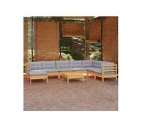 vidaXL Bois de Pin Massif Salon de Jardin 9 pcs avec Coussins Mobilier de Patio Meubles d'Extérieur Mobilier de Jardin 3096664 Multicolore G