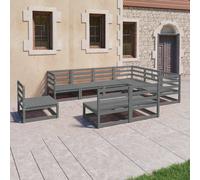 Bois de Pin Massif Salon de Jardin 9 pcs Marron Miel Mobilier Patio vidaXL