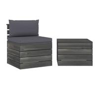 Bois de Pin Massif Salon Palette de Jardin 2 pcs avec Coussins Terrasse vidaXL