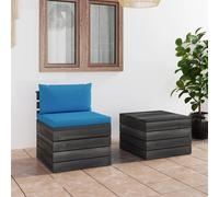 Bois de Pin Massif Salon Palette de Jardin 2 pcs avec Coussins Terrasse vidaXL