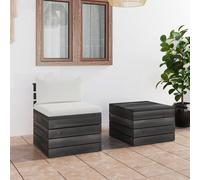 Vidaxl Salon Palette De Jardin 2 Pcs Avec Coussins Bois De Pin Massif