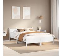 Bois de pin massif sommier à lattes rangement Blanc 150x200 cm | Cadre de lit sans matelas blanc 150x200 cm bois de pin massif sommier lattes tete de lit rangee
