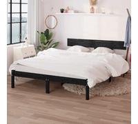 Bois de pin Massif sommier Lattes tête de lit Moderne Noir 120x200 cm 19.11 | Cadre de lit bois massif pin noir 120x200 cm sommier à lattes sans matelas tête de lit élégante chambre moderne