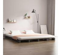 Bois de pin massif Style industriel Palette Lit Gris 140x190 cm | Lit Palette Gris 140x190 cm Bois Massif Sans Matelas Chambre Moderne Design Scandinave Rangement