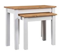 Bois de Pin Massif Tables Gigognes 2 pcs Balnc Table Basse Salon Canapé vidaXL