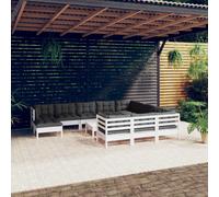 Bois de Pin Salon de Jardin 12 pcs avec Coussins Crème Mobilier Patio vidaXL