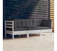 vidaXL Canapé 3 places de jardin avec coussins anthracite Bois de pin 3096101