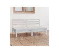 vidaXL Canapé de jardin 2 places blanc en bois de pin solide